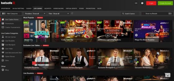 Betsafe Casino live