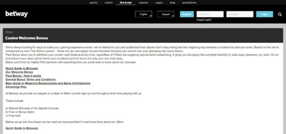 Betway Casino Bonuses