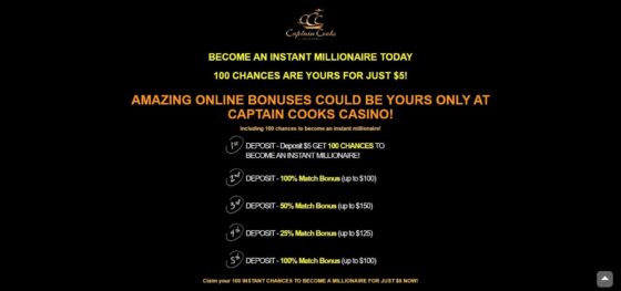 Captain Cooks Casino Bonuses