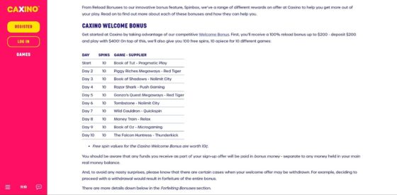 Caxino Casino Bonuses