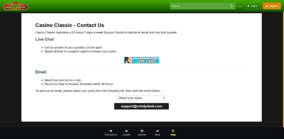 Casino Classic customer support