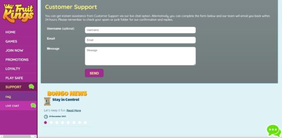 Fruit Kings Casino customer support