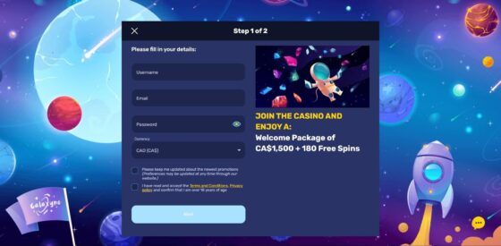 Galaxyno Casino registration