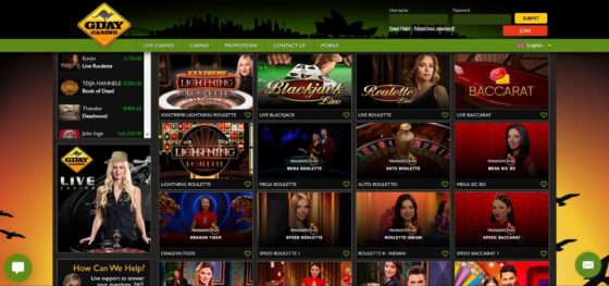 GDay Casino live