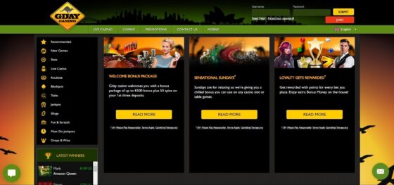 GDay Casino Bonuses