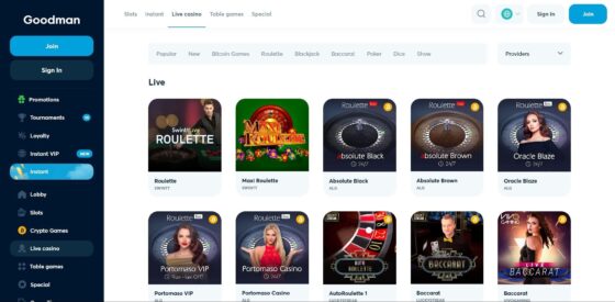 Goodman Casino live