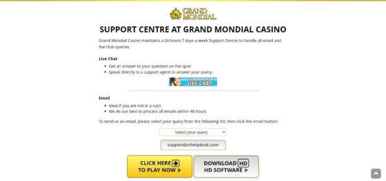Grand Mondial Casino customer support