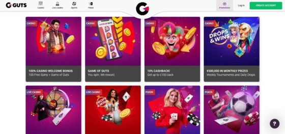 Guts Casino Bonuses