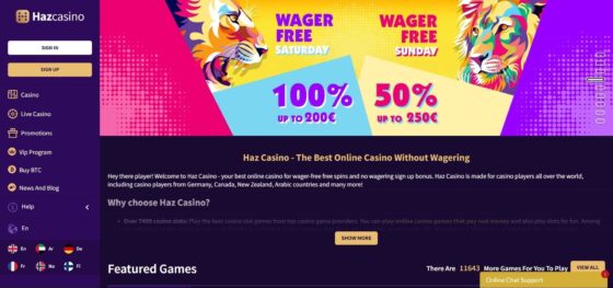 Official website of Haz Casino