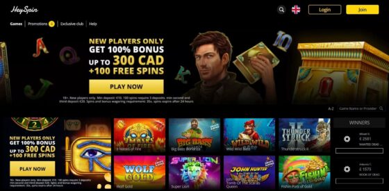 Official website of HeySpin Casino