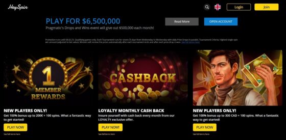 HeySpin Casino Bonuses