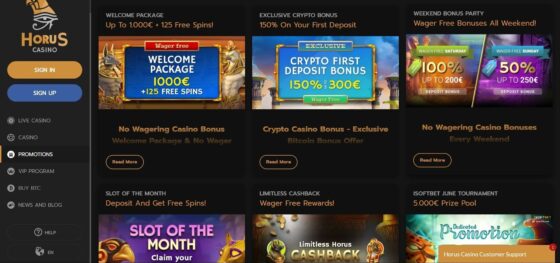 Horus Casino Bonuses
