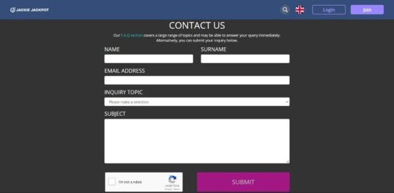 Jackie Jackpot Casino customer support