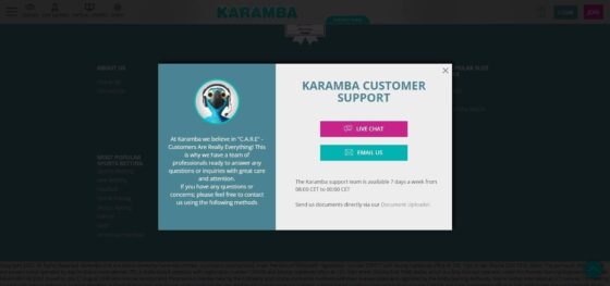 Karamba Casino customer support