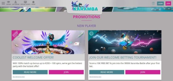 Karamba Casino Bonuses