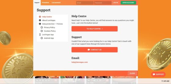 LeoVegas Casino customer support