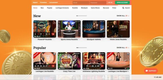 LeoVegas Casino live