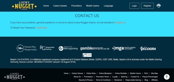 Lucky Nugget Casino customer support