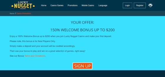 Lucky Nugget Casino Bonuses