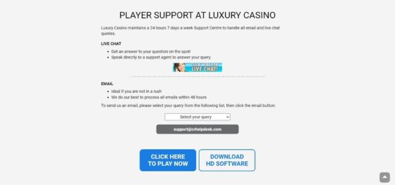 Luxury Casino customer support