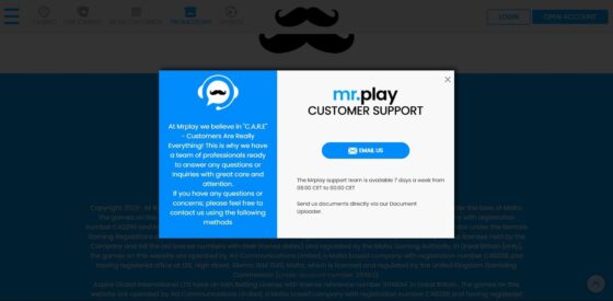 Mr Play Casino customer support
