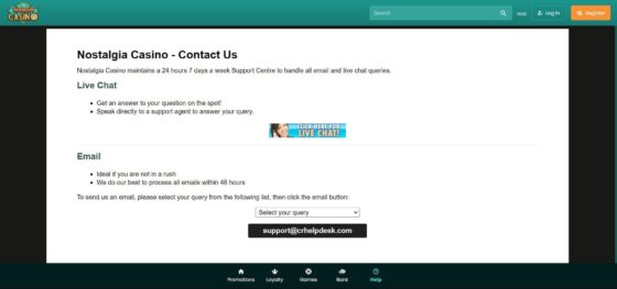 Nostalgia Casino customer support