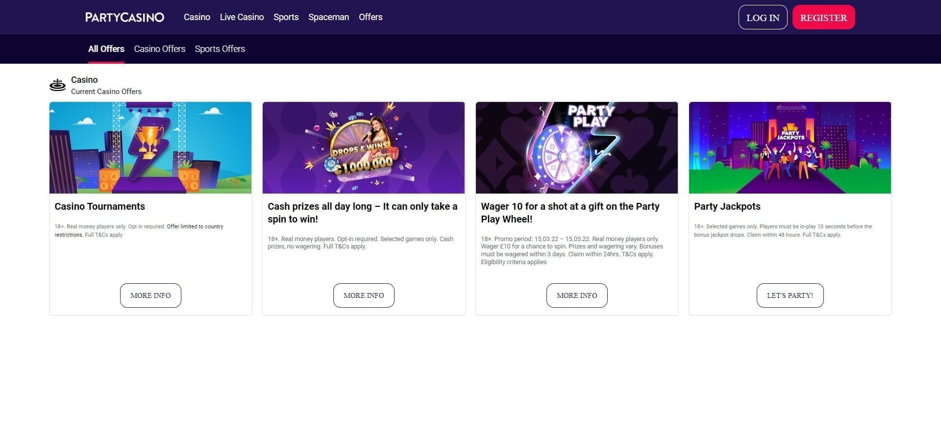 Party Casino Canada online games and slot machines, deposit methods