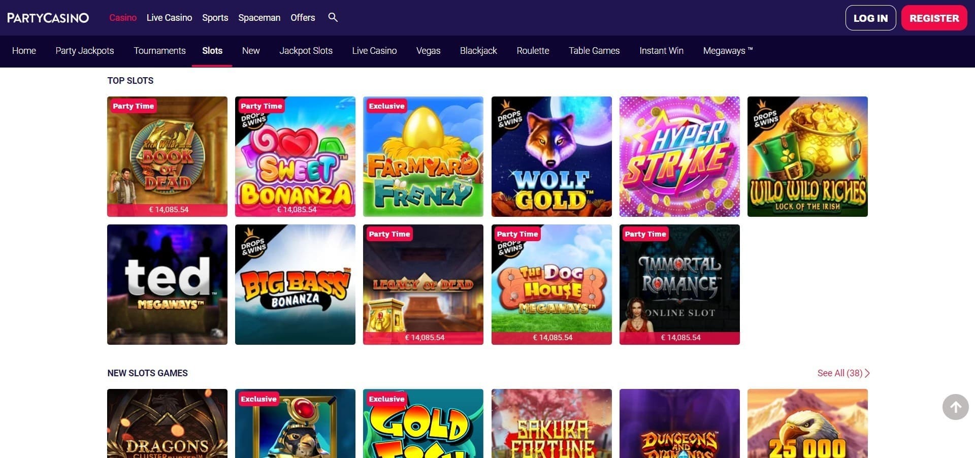 Party Casino Canada online games and slot machines, deposit methods