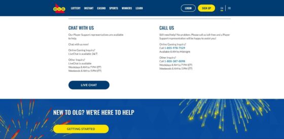 Play OLG Casino customer support