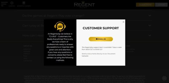 Regent Play Casino customer support
