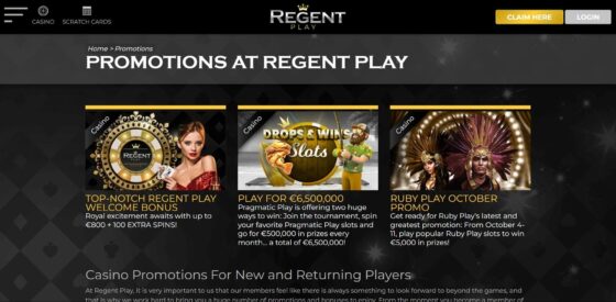 Regent Play Casino Bonuses