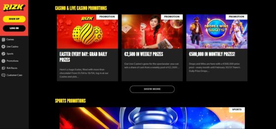 Rizk Casino Bonuses