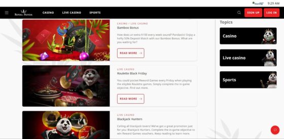 Royal Panda Casino Bonuses