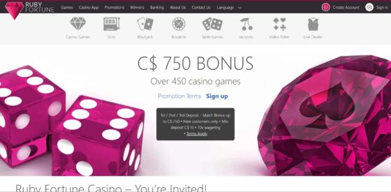 Official website of Ruby Fortune Casino