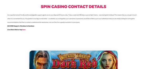 Spin Casino customer support