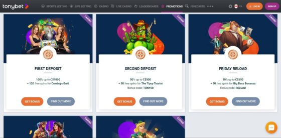TonyBet Casino Bonuses