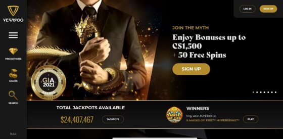 Official website of Vegasoo Casino