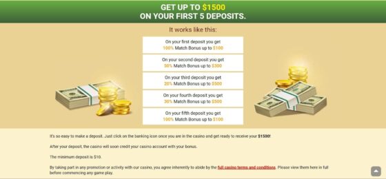 Bonuses Golden Tiger Casino