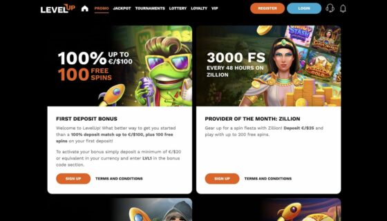 Level Up Casino bonuses