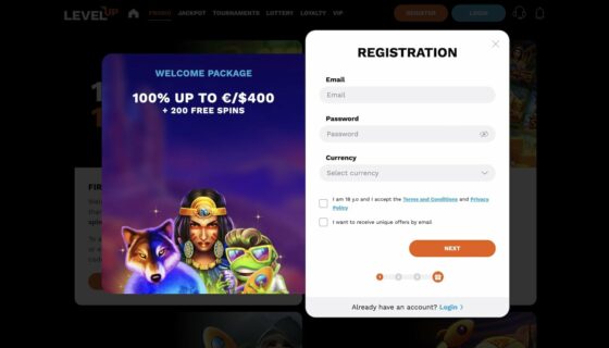 Level Up Casino registration