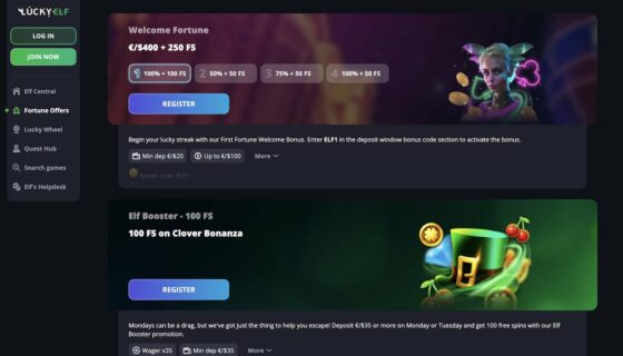 Lucky Elf Casino bonuses