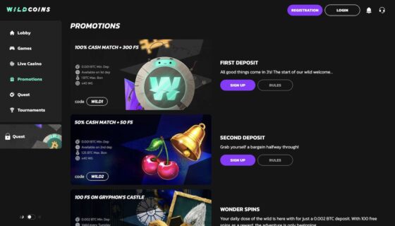 Wildcoins Casino bonuses