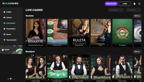 Wildcoins Casino live