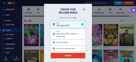 Tikitaka online casino registration