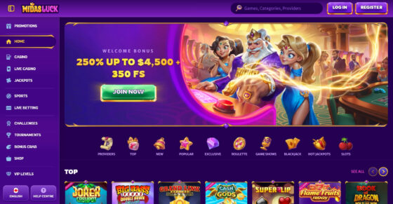 MidasLuck main page