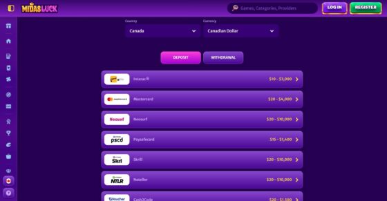 MidasLuck payments