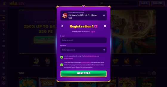 MidasLuck registration
