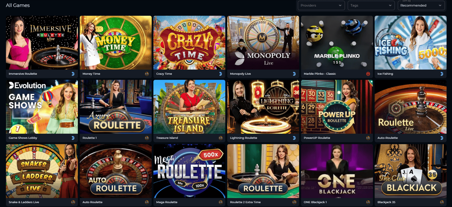 Betico Live Casino — Tables & Game Shows